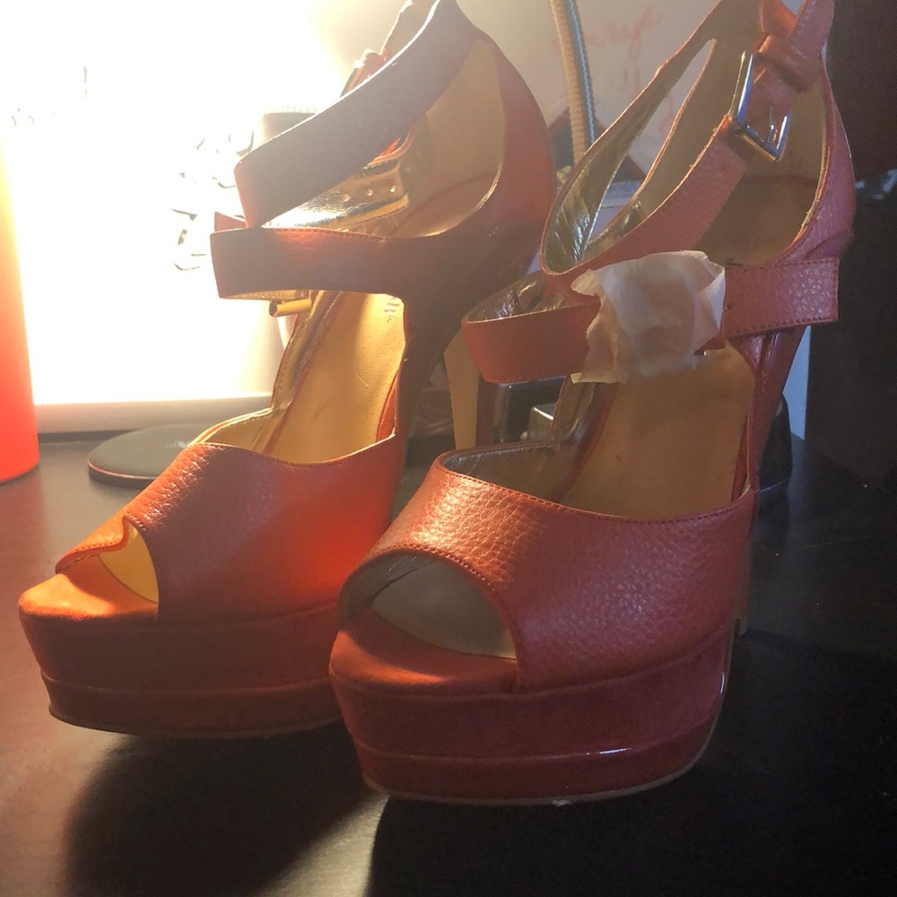 Just fabulous orange high heels